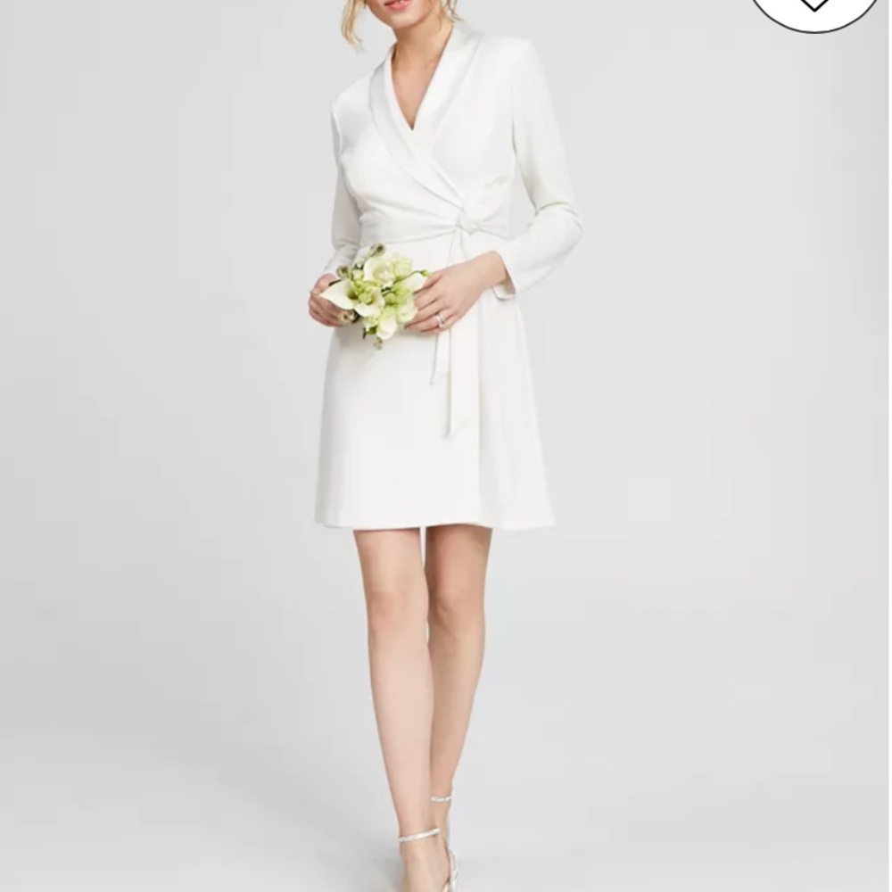 Adrianna Papell White Tuxedo Sheath Dress Size 14